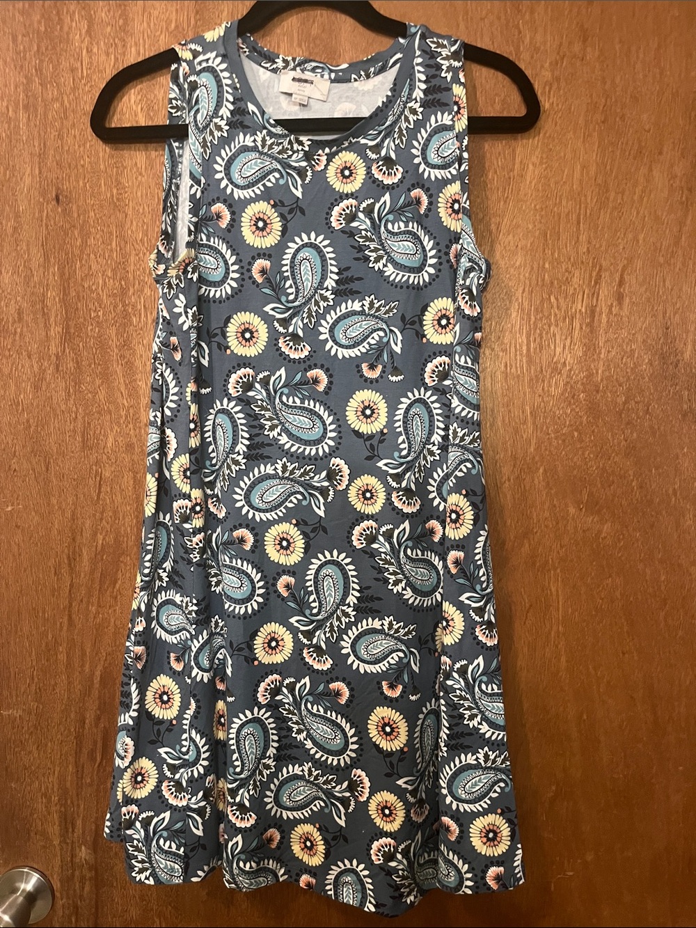 LOFT Blue Paisley & Floral Sleeveless A-Line Dress